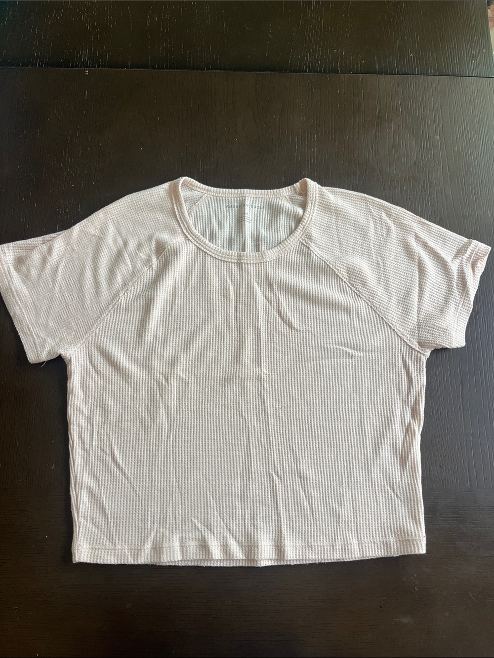 American Eagle Outfitters Knit Short Sleeve Top - Light Cream
